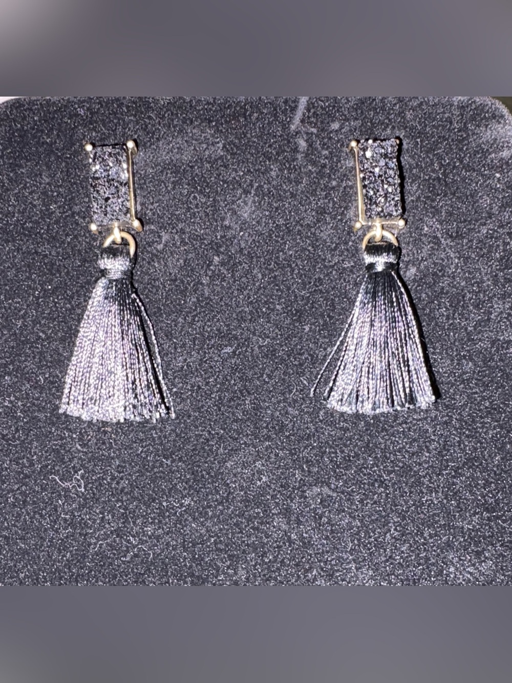 SUGARFIX by BaubleBar Black Druzy Tassel Statement Earrings